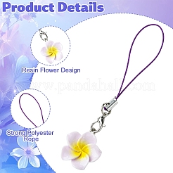12Pcs 6 Colors Flower Resin Mobile Straps&nbsp;HJEW-YW00319