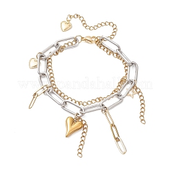 304 Stainless Steel Paperclip Chains and Curb Chains Multi-layered Bracelets&nbsp;BJEW-JB12750