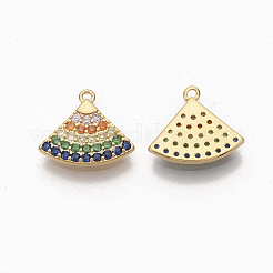 Brass Colorful  Cubic Zirconia Charms&nbsp;ZIRC-Q021-037G-NF