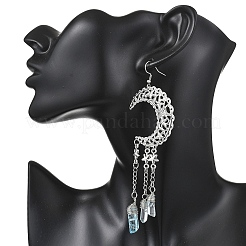 2 Pairs Moon Natural Quartz Crystal Dangle Earrings&nbsp;EJEW-JE06765