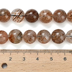 Natural Black Gold Rutilated Quartz Beads Strands&nbsp;G-L642-B09-10mm