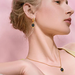 Glass Rectangle Charms with Golden Tone Brass Loops&nbsp;PALLOY-HY00011