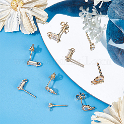 30Pcs 3 Style Brass Micro Pave Clear Cubic Zirconia Stud Earring Findings&nbsp;KK-BBC0003-28