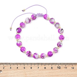 Adjustable Drawbench & Baking Paint Glass Round Braided Bead Bracelets for Women Men&nbsp;BJEW-JB13587