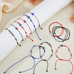 12Pcs 9 Style Glass Evil Eye Braided Bead Bracelets Set&nbsp;BJEW-FI0001-24
