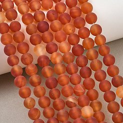 Frosted Natural Red Agate Beads Strands&nbsp;G-F372-6mm