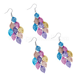 2 Pairs 430 Stainless Steel Leaf Dangle Earrings&nbsp;EJEW-TA0001-83B