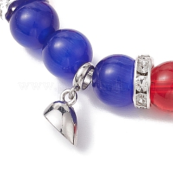 2Pcs 10mm Round Opalite & Pink Glass & Red Glass & Blue Cat Eye Beaded Stretch Bracelet Sets for Lover&nbsp;BJEW-JB10325-02