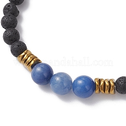 Natural & Synthetic Gemstone Round Beaded Stretch Bracelets for Men Women&nbsp;BJEW-JB12263-02