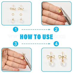 12Pcs 2 Styles Bowknot Brass Stud Earring Findings&nbsp;KK-YW0004-76