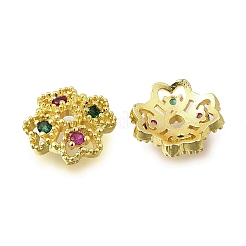 Flower Brass Micro Pave Cubic Zirconia Bead Caps&nbsp;KK-K300-01A-G