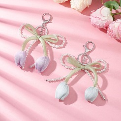 2Pcs 2 Colors Cloth Double-head Tulip Pendant Keychains&nbsp;KEYC-JKC01422