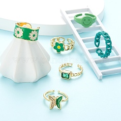 6Pcs 6 Styles Brass Cuff Rings&nbsp;RJEW-LS0001-31G