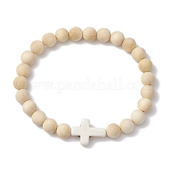 2Pcs Wood Beads Stretch Bracelets for Couple&nbsp;BJEW-JB11305-04
