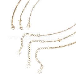 304 Stainless Steel Cross Pendant Link Chain 3 Layer Necklaces for Women&nbsp;NJEW-JN05474