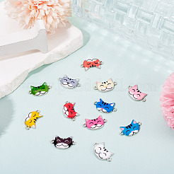 12Pcs 12 Colors Alloy Enamel Kitten Connector Charms&nbsp;FIND-TA0008-95