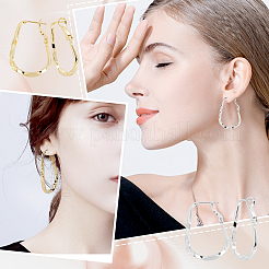 4 Pairs 2 Colors Twist Teardrop Huggie Hoop Earrings&nbsp;EJEW-GA0001-03