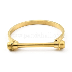 304 Stainless Steel D Shape Bar Screw Bangle&nbsp;BJEW-G636-05A-G