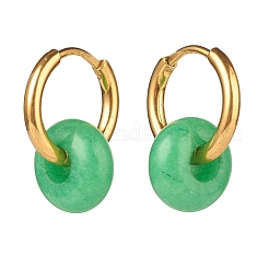 Rondelle Natural Malaysia Jade Beded Hoop Earrings&nbsp;EJEW-JE04937