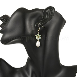 Anti-Tarnish Electroplate Bicone Glass Pearl Teardrop Beads Dangle Earrings&nbsp;EJEW-MZ00765-02