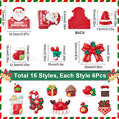 90Pcs 15 Styles Christmas Opaque Resin Cabochons&nbsp;RESI-SC0005-61