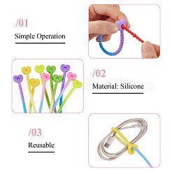 30Pcs 5 Colors Heart Silicone Cable Ties&nbsp;SIL-TA0003-05