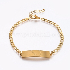 Ion Plating(IP) Couples 304 Stainless Steel ID Bracelets Sets&nbsp;X-BJEW-I283-08