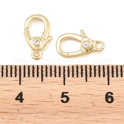 Brass Micro Pave Clear Cubic Zirconia Swivel Lobster Claw Clasps&nbsp;KK-P353-01G