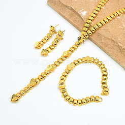 Vintage Alloy Heart Patch Y Chain Necklaces & Bracelets & Earring Set for Women&nbsp;KX6295