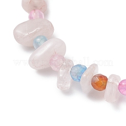 Natural Rose Quartz & Agate Chips Beaded Bracelets for Women&nbsp;BJEW-JB12526-03