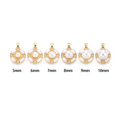 Brass Micro Pave Cubic Zirconia Cup Pearl Peg Bails Pin Pendants&nbsp;KK-T079-05G