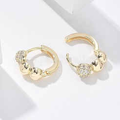 Brass Clear Cubic Zirconia Hoop Earrings&nbsp;EJEW-Q014-07G