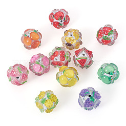 12Pcs 12 Colors Fruit Round Resin Beads&nbsp;RESI-TA0004-78