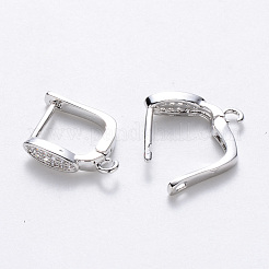 Brass Micro Pave Cubic Zirconia Hoop Earring Findings with Latch Back Closure&nbsp;KK-T048-032P-NF