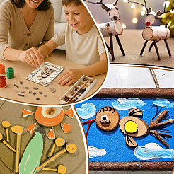 DIY Unfinished Wood Chip Craft Kits for Kid&nbsp;DIY-WH0816-016