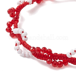 Glass Seed Beads Braided Beaded Bracelets for Women&nbsp;BJEW-MZ00215-04