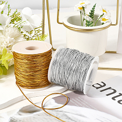 2 Rolls 2 Colors Polyester Metallic Elastic Round Cord&nbsp;OCOR-CY0001-91A