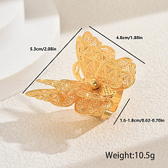Hollow Double Butterfly Metal Open Cuff Rings for Women&nbsp;BX9587