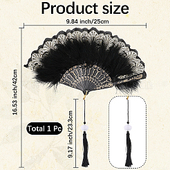 Plastic & Feather Fan Staves Design&nbsp;AJEW-WH20064-47A