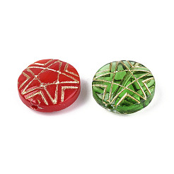 Flat Round with Star Glass Beads&nbsp;GLAA-T025-46M