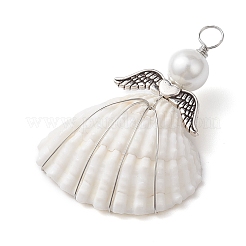 Copper Wire Wrapped Shell Pendants&nbsp;PALLOY-JF02709-03