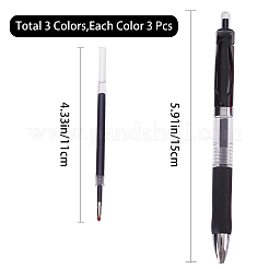 9Pcs 3 Colors Plastic Press Roller Ball Pens&nbsp;AJEW-GF0006-95