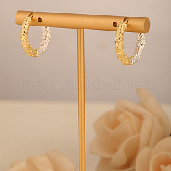 Two Tone Color Brass Textured Ring Huggie Hoop Earrings for Women&nbsp;WGBED22-01