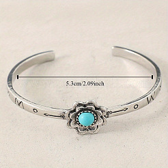 Retro Alloy and Synthetic Turquoise Cuff Bangles for Women&nbsp;FS-WG1808F-01