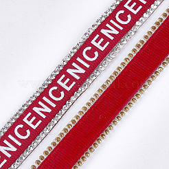 Satin Ribbon and Two Rows Rhinestone(Hot Melt Adhesive On The Back)&nbsp;OCOR-S114-02A