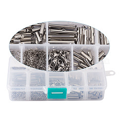 304 Stainless Steel Slide On End Clasp Tubes & Open Jump Rings & Lobster Claw Clasps & Chain Extender&nbsp;STAS-TA0004-65P