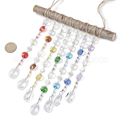 Glass Teardrop & Octagonal Beads Hanging Suncatchers&nbsp;HJEW-JM04539