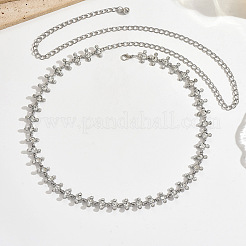Alloy Crystal Rhinestone Flat Round Link Waist Chains for Women&nbsp;WGC7710-01