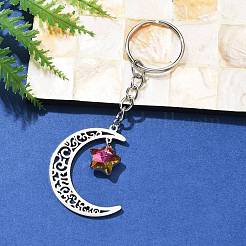 Stainless Steel Hollow Moon Keychains&nbsp;KEYC-JKC00584-02