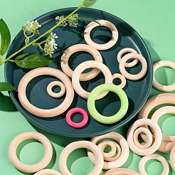 75Pcs 8 Style Unfinished Wood Linking Rings&nbsp;WOOD-LS0001-26